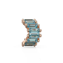 Load image into Gallery viewer, Swiss Blue Topaz 14k Baguette Tiara Gold Bead / Topaz European Bead / Topaz Rondelle Bead / Solid Gold Topaz Enhancer Spacer