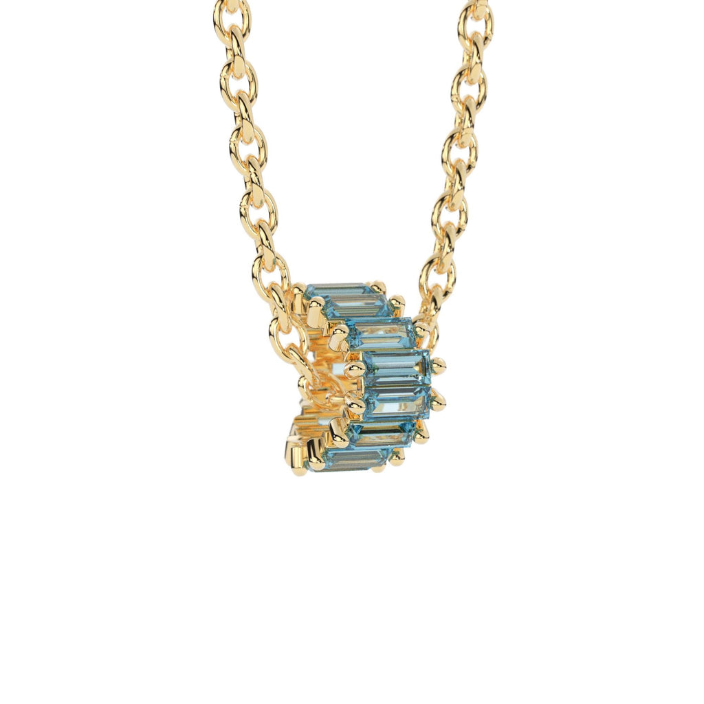 Swiss Blue Topaz 14k Baguette Tiara Gold Bead / Topaz European Bead / Topaz Rondelle Bead / Solid Gold Topaz Enhancer Spacer