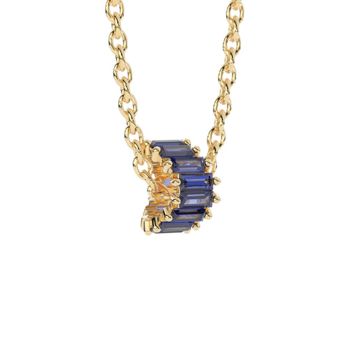 Blue Tanzanite 14k Baguette Tiara Gold Bead / Tanzanite European Bead / Tanzanite Rondelle Bead / Solid Gold Tanzanite Enhancer Spacer