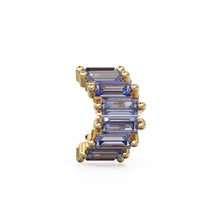 Load image into Gallery viewer, Blue Tanzanite 14k Baguette Tiara Gold Bead / Tanzanite European Bead / Tanzanite Rondelle Bead / Solid Gold Tanzanite Enhancer Spacer