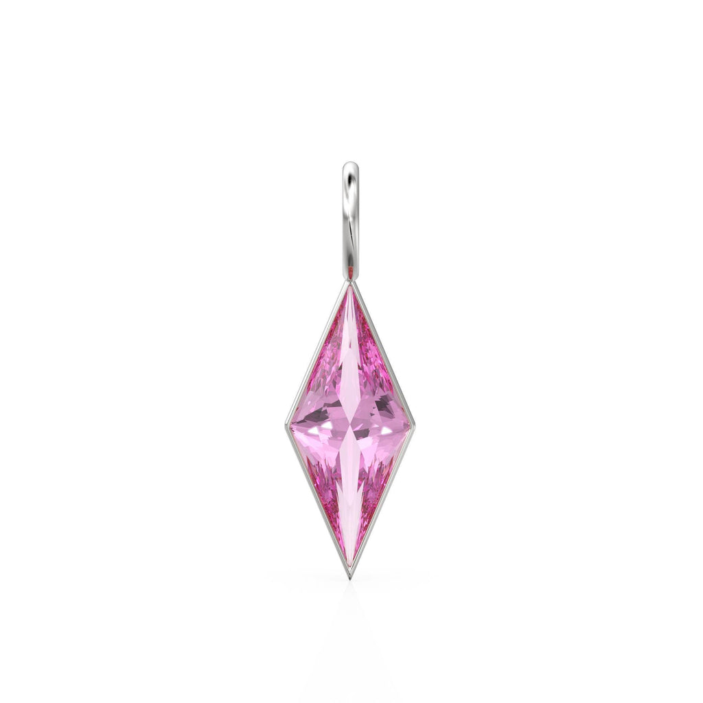 Pink Tourmaline Kite 18k Yellow Solid Gold Charm / October Birthstone Pendant Bezel Jewelry Finding / Pink Gemstone / Diamond Cut Amulet