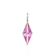 Load image into Gallery viewer, Pink Tourmaline Kite 18k Yellow Solid Gold Charm / October Birthstone Pendant Bezel Jewelry Finding / Pink Gemstone / Diamond Cut Amulet