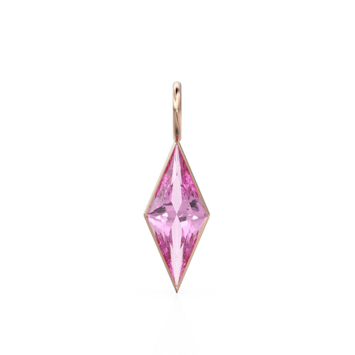 Pink Tourmaline Kite 18k Yellow Solid Gold Charm / October Birthstone Pendant Bezel Jewelry Finding / Pink Gemstone / Diamond Cut Amulet