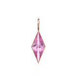 Pink Tourmaline Kite 18k Yellow Solid Gold Charm / October Birthstone Pendant Bezel Jewelry Finding / Pink Gemstone / Diamond Cut Amulet