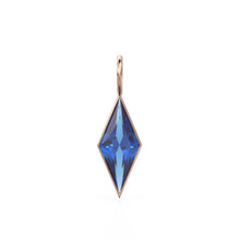 Load image into Gallery viewer, Sri Lanka Sapphire Kite 18k Yellow Solid Gold Charm / September Birthstone Pendant Bezel Jewelry Finding / Natural Gemstone Amulet