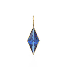Load image into Gallery viewer, Sri Lanka Sapphire Kite 18k Yellow Solid Gold Charm / September Birthstone Pendant Bezel Jewelry Finding / Natural Gemstone Amulet