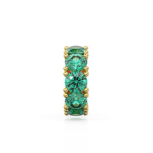 Load image into Gallery viewer, Emerald 14k Italian Gold Roundel Charm, Green Emerald Wheel Charm, Round Charm Holder, Eternity Round Stone May Birthstone Band Connector