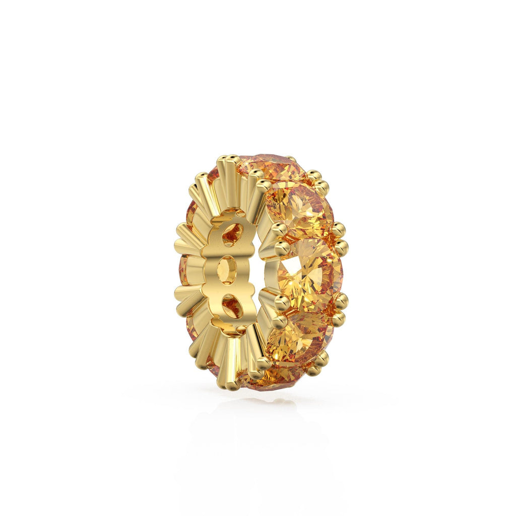Citrine 14k Italian Gold Roundel Charm, Golden Citrine Wheel Charm, Round Charm Holder, Eternity Round Gemstone November Birthstone Band