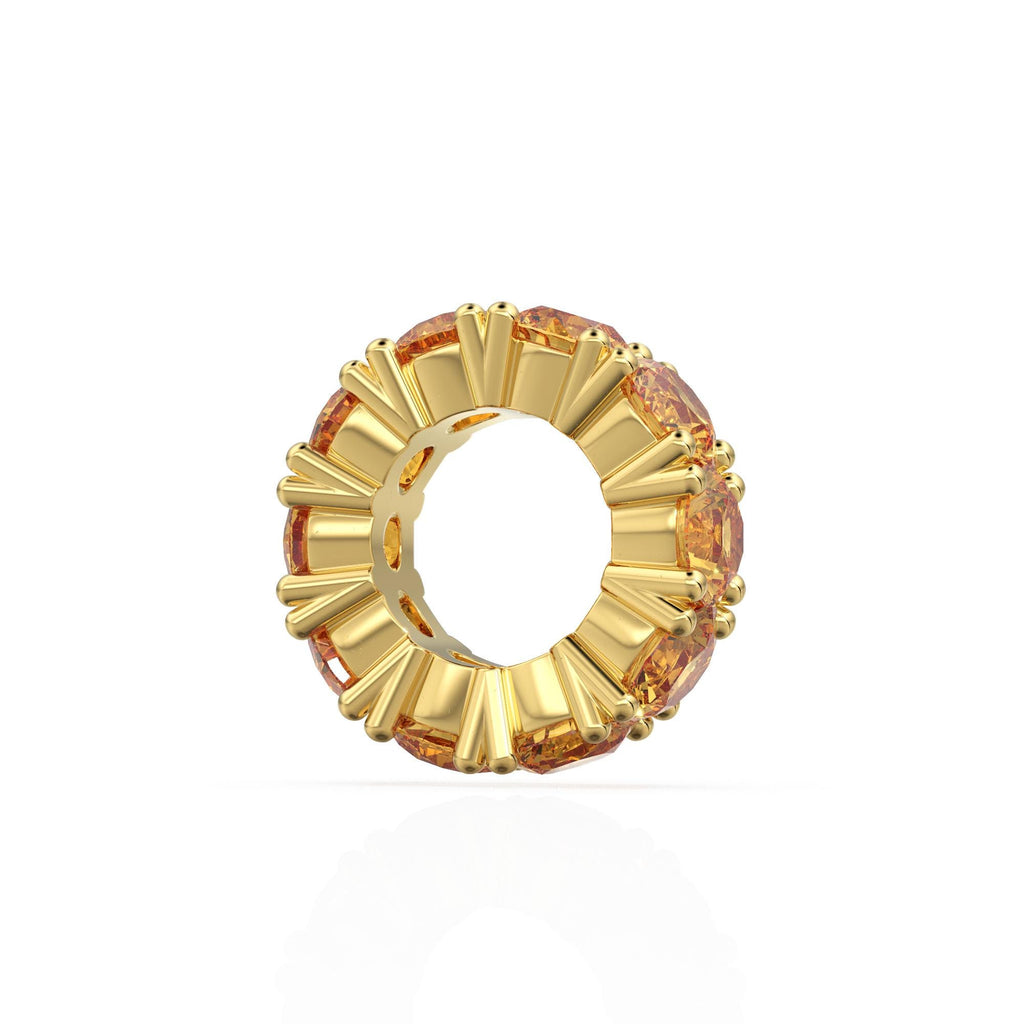 Citrine 14k Italian Gold Roundel Charm, Golden Citrine Wheel Charm, Round Charm Holder, Eternity Round Gemstone November Birthstone Band