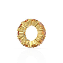 Load image into Gallery viewer, Citrine 14k Italian Gold Roundel Charm, Golden Citrine Wheel Charm, Round Charm Holder, Eternity Round Gemstone November Birthstone Band