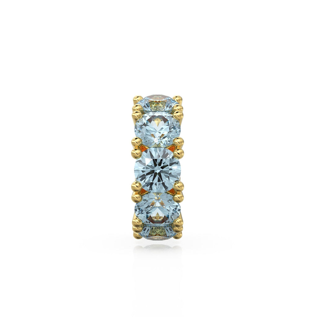 Aquamarine 14k Italian Gold Roundel Charm, Blue Aquamarine Wheel Charm, Round Charm Holder, Eternity Round Stone March Birthstone Band