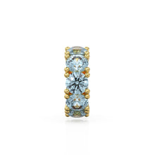 Load image into Gallery viewer, Aquamarine 14k Italian Gold Roundel Charm, Blue Aquamarine Wheel Charm, Round Charm Holder, Eternity Round Stone March Birthstone Band