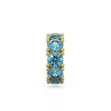 Load image into Gallery viewer, Swiss Blue Topaz 14k Italian Gold Roundel Charm, Topaz Wheel Charm, Round Charm Holder, Eternity Round Stone November Birthstone Band