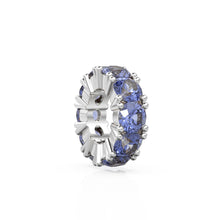 Load image into Gallery viewer, Tanzanite 14k Italian Gold Roundel Charm, Blue Tanzanite Wheel Charm, Round Charm Holder, Eternity Round Stone December Birthstone Band