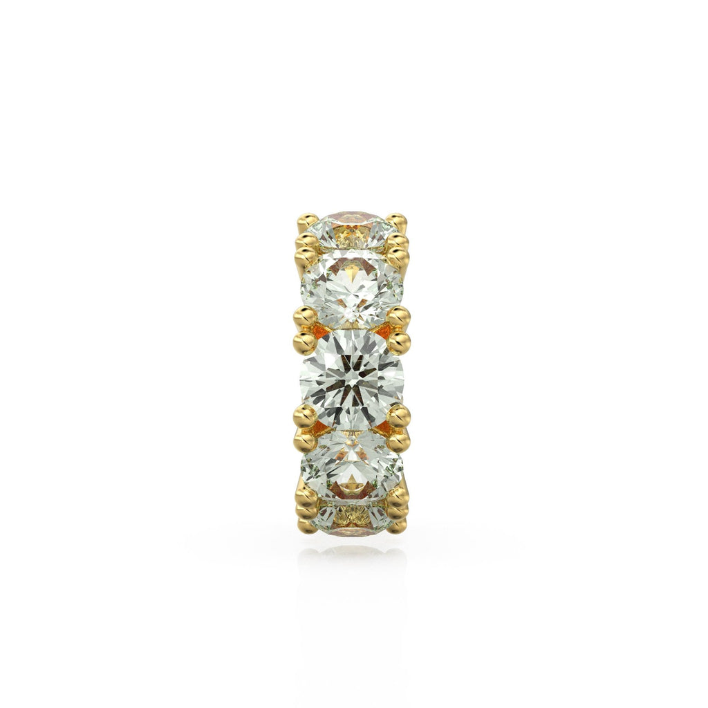 Prasiolite 14k Italian Gold Roundel Charm, Green Amethyst Wheel Charm, Round Charm Holder, Eternity Round Stone February Birthstone Band