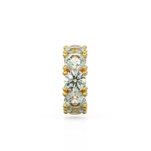 Load image into Gallery viewer, Prasiolite 14k Italian Gold Roundel Charm, Green Amethyst Wheel Charm, Round Charm Holder, Eternity Round Stone February Birthstone Band