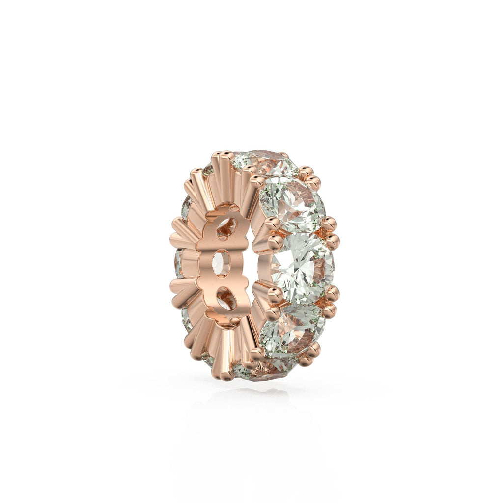 Prasiolite 14k Italian Gold Roundel Charm, Green Amethyst Wheel Charm, Round Charm Holder, Eternity Round Stone February Birthstone Band