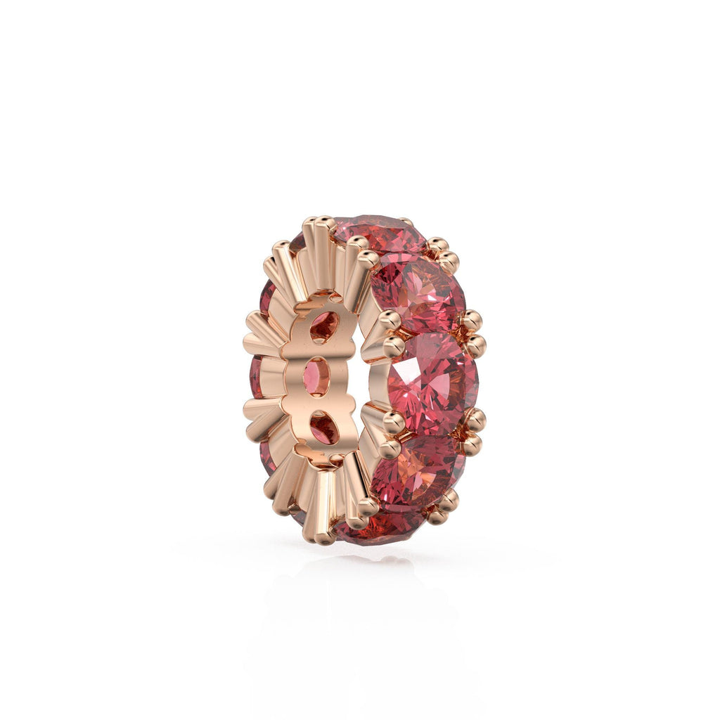 Garnet 14k Italian Gold Roundel Charm, Red Garnet Wheel Charm, Round Charm Holder, Eternity Round Stone January Birthstone Band