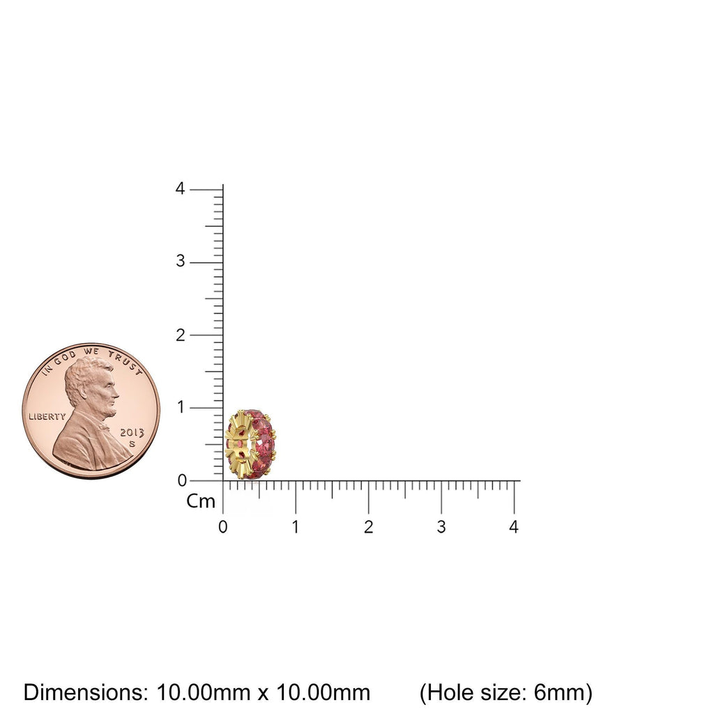 Garnet 14k Italian Gold Roundel Charm, Red Garnet Wheel Charm, Round Charm Holder, Eternity Round Stone January Birthstone Band
