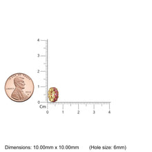 Load image into Gallery viewer, Garnet 14k Italian Gold Roundel Charm, Red Garnet Wheel Charm, Round Charm Holder, Eternity Round Stone January Birthstone Band