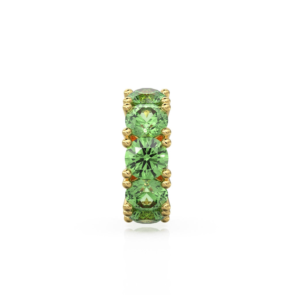 Peridot 14k Italian Gold Roundel Charm, Green Olivine Wheel Charm, Round Charm Holder, Eternity Round Stone August Birthstone Band Connector