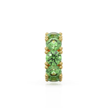 Load image into Gallery viewer, Peridot 14k Italian Gold Roundel Charm, Green Olivine Wheel Charm, Round Charm Holder, Eternity Round Stone August Birthstone Band Connector