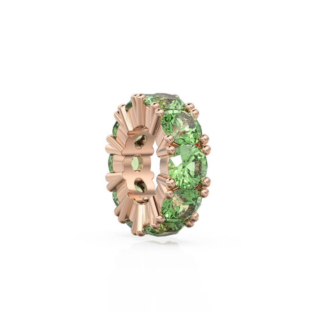 Peridot 14k Italian Gold Roundel Charm, Green Olivine Wheel Charm, Round Charm Holder, Eternity Round Stone August Birthstone Band Connector