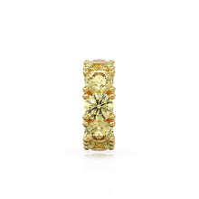 Load image into Gallery viewer, Lemon Quartz 14k Italian Gold Roundel Charm, Yellow Quartz Wheel Charm, Round Charm Holder, Eternity Round Stone November Birthstone Band