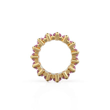 Load image into Gallery viewer, Pink Tourmaline 14k Baguette Tiara Gold Bead / Tourmaline European Bead / Tourmaline Rondelle Bead / Solid Gold Tourmaline Enhancer Spacer