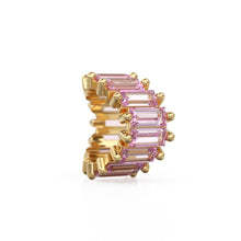 Load image into Gallery viewer, Pink Tourmaline 14k Baguette Tiara Gold Bead / Tourmaline European Bead / Tourmaline Rondelle Bead / Solid Gold Tourmaline Enhancer Spacer