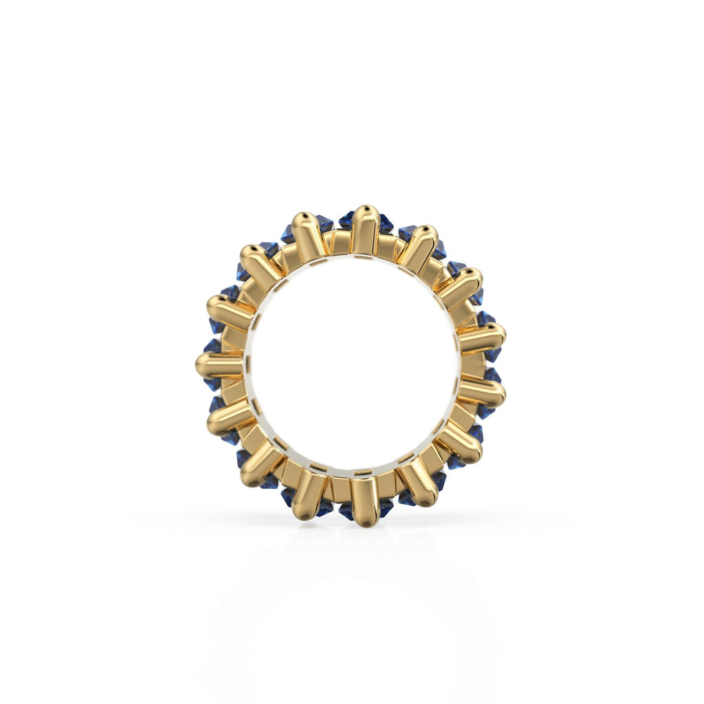 Blue Sapphire 14k Baguette Tiara Gold Bead / Sapphire European Bead / Sapphire Rondelle Bead / Solid Gold Sapphire Enhancer Spacer