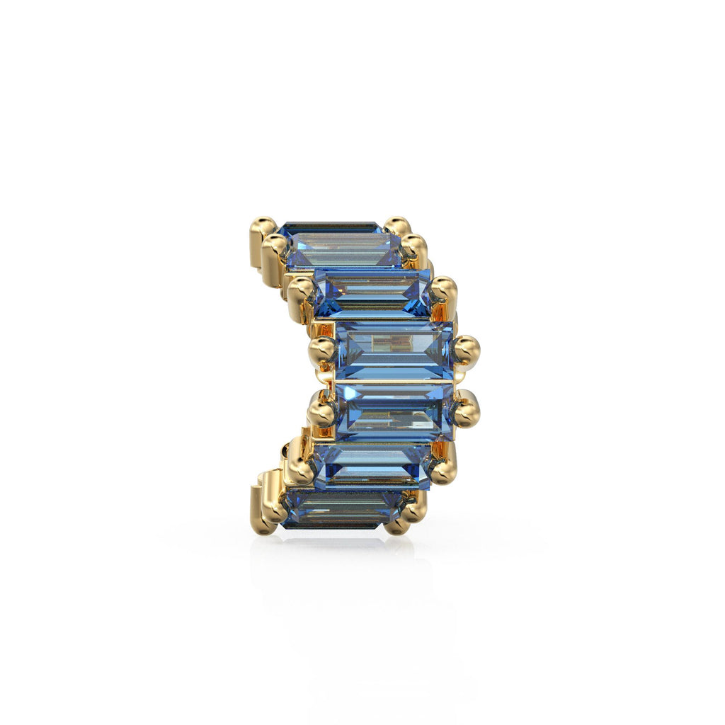 Blue Sapphire 14k Baguette Tiara Gold Bead / Sapphire European Bead / Sapphire Rondelle Bead / Solid Gold Sapphire Enhancer Spacer