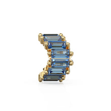 Load image into Gallery viewer, Blue Sapphire 14k Baguette Tiara Gold Bead / Sapphire European Bead / Sapphire Rondelle Bead / Solid Gold Sapphire Enhancer Spacer