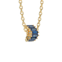 Load image into Gallery viewer, Blue Sapphire 14k Baguette Tiara Gold Bead / Sapphire European Bead / Sapphire Rondelle Bead / Solid Gold Sapphire Enhancer Spacer