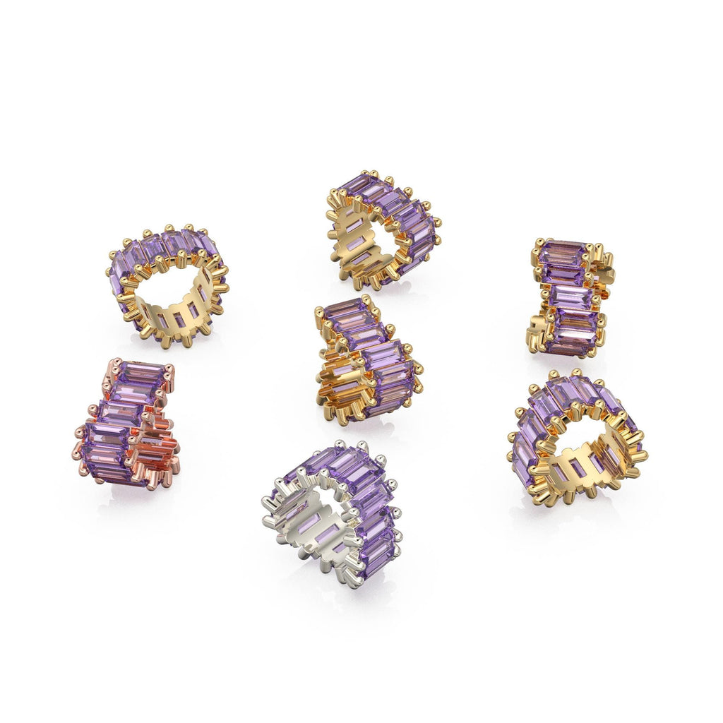 Purple Amethyst 14k Baguette Tiara Gold Bead / Amethyst European Bead / Amethyst Rondelle Bead / Solid Gold Amethyst Enhancer Spacer