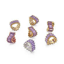 Load image into Gallery viewer, Purple Amethyst 14k Baguette Tiara Gold Bead / Amethyst European Bead / Amethyst Rondelle Bead / Solid Gold Amethyst Enhancer Spacer