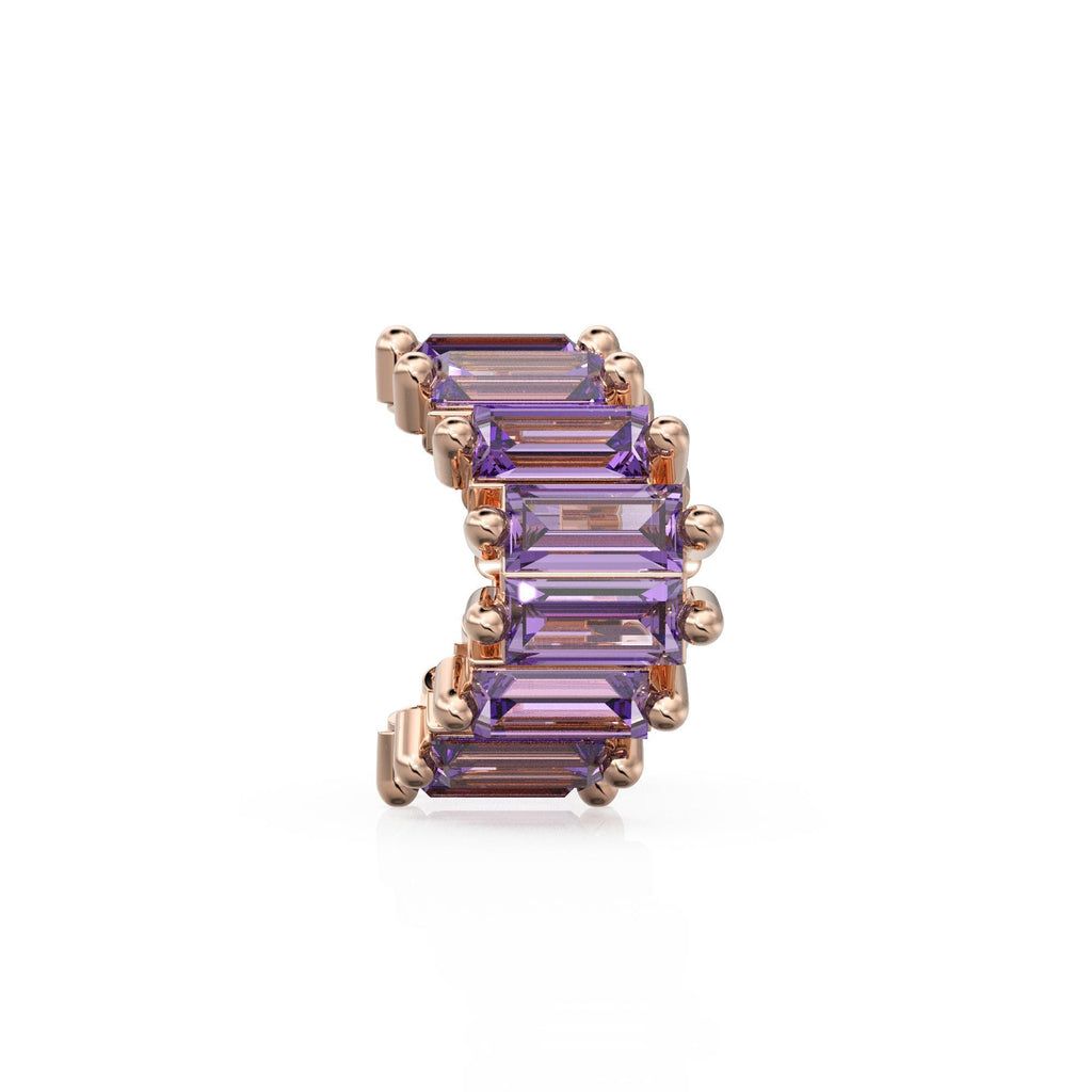 Purple Amethyst 14k Baguette Tiara Gold Bead / Amethyst European Bead / Amethyst Rondelle Bead / Solid Gold Amethyst Enhancer Spacer