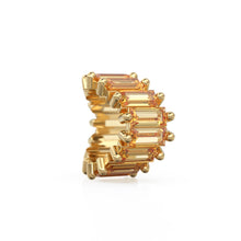 Load image into Gallery viewer, Yellow Citrine 14k Baguette Tiara Gold Bead / Citrine European Bead / Citrine Rondelle Bead / Solid Gold Citrine Enhancer Spacer
