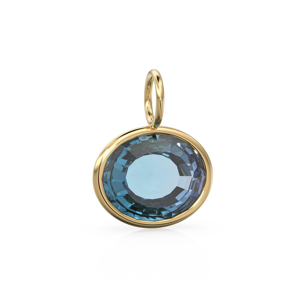 4.60ct Bicolor Spinel 14k Yellow Solid Gold Charm Pendant Bezel Jewelry Finding / August Birthstone / Blue Gemstone / Oval Cut Amulet