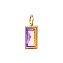 Load image into Gallery viewer, 1.50ct Ametrine 14k Yellow Solid Gold Charm Pendant Bezel Jewelry Finding / November Birthstone / Bicolor Gemstone / Baguette Cut Amulet