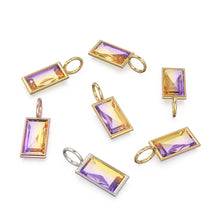 Load image into Gallery viewer, 1.50ct Ametrine 14k Yellow Solid Gold Charm Pendant Bezel Jewelry Finding / November Birthstone / Bicolor Gemstone / Baguette Cut Amulet