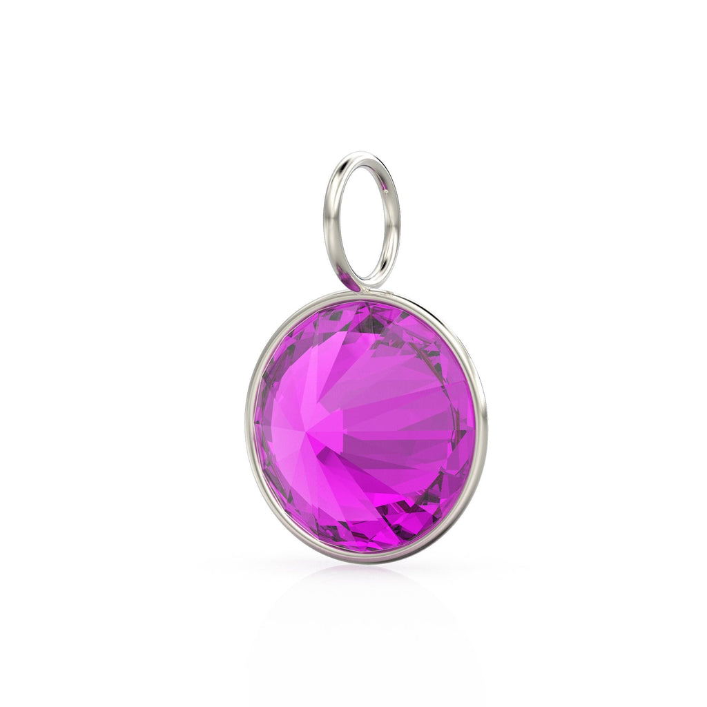 6.50ct Kunzite 14k Solid White Gold Charm Pendant Bezel Jewelry Finding / September Birthstone / Purple Gemstone / Round Cut Amulet