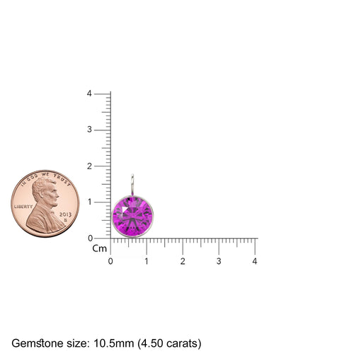 6.50ct Kunzite 14k Solid White Gold Charm Pendant Bezel Jewelry Finding / September Birthstone / Purple Gemstone / Round Cut Amulet