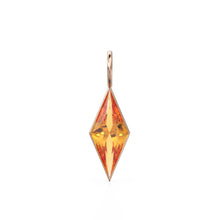 Load image into Gallery viewer, Mandarin Citrine Kite 18k Yellow Solid Gold Charm / November Birthstone Pendant Bezel Jewelry Finding / Natural Golden Gemstone Amulet
