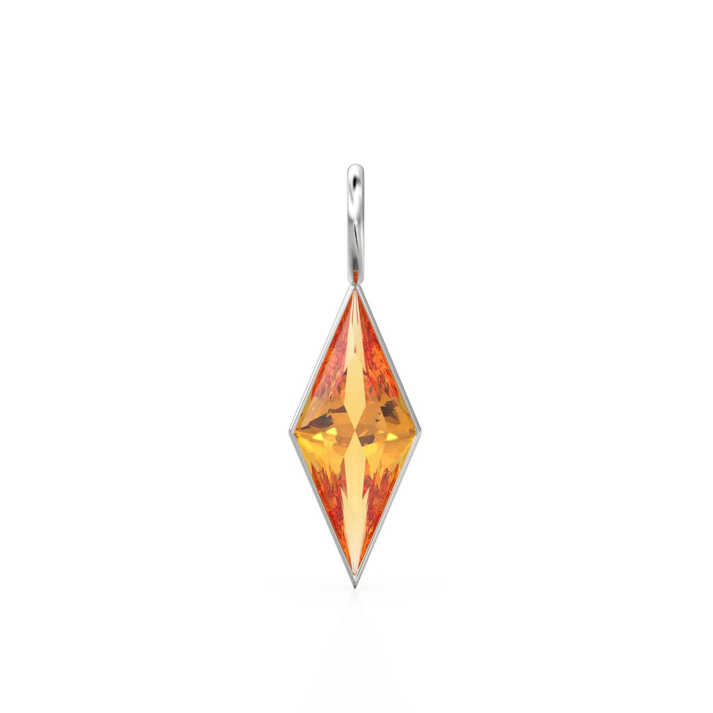 Mandarin Citrine Kite 18k Yellow Solid Gold Charm / November Birthstone Pendant Bezel Jewelry Finding / Natural Golden Gemstone Amulet