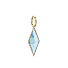 Load image into Gallery viewer, Aquamarine Kite 18k Yellow Solid Gold Charm / March Birthstone Pendant Bezel Jewelry Finding / Natural Blue Gemstone Amulet