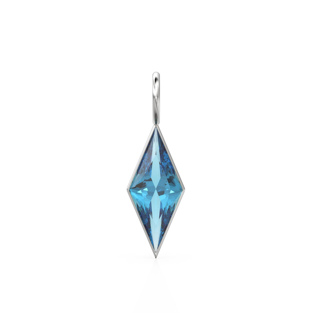 Swiss Blue Topaz Kite 18k Yellow Solid Gold Charm / December Birthstone Pendant Bezel Jewelry Finding / Natural Blue Gemstone Amulet