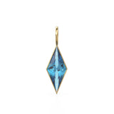 Swiss Blue Topaz Kite 18k Yellow Solid Gold Charm / December Birthstone Pendant Bezel Jewelry Finding / Natural Blue Gemstone Amulet