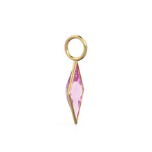 Load image into Gallery viewer, Tourmaline Kite 18k Yellow Solid Gold Charm / February Birthstone Pendant Bezel Jewelry Finding / Natural Pink Gemstone Amulet