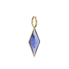 Load image into Gallery viewer, AAA Tanzanite Kite 18k Yellow Solid Gold Charm / February Birthstone Pendant Bezel Jewelry Finding / Natural Blue Gemstone Amulet